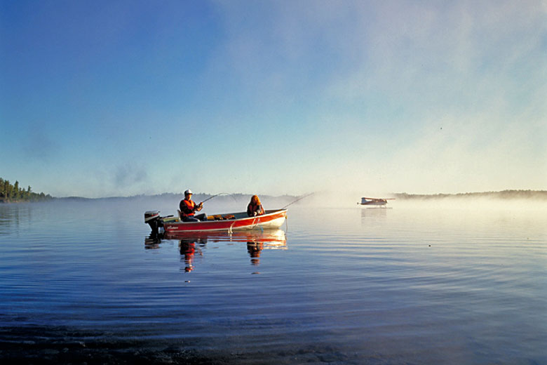 Fishing on a lake in Ontario, Canada Fishing on a lake in Ontario, Canada
